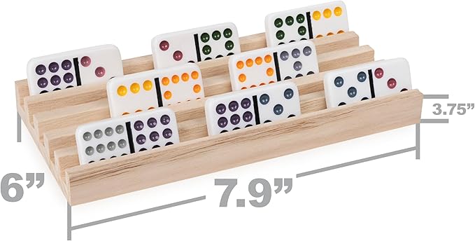 Spin Master Games, Wooden Domino Racks, Set of 4 Trays for Mexican Train Dominoes, Dominoes Games, Classic Game, Kids Game, Adults & Kids Ages 8+