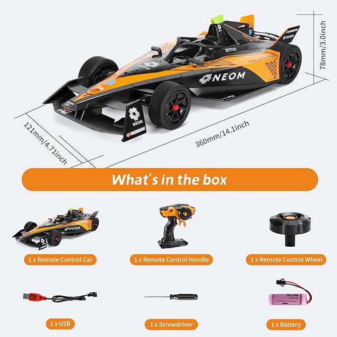 MIEBELY Remote Control Car - 1/14 Scale Authentic Licensed McLaren NEOM Formula Rc Race Car,2.4GHz 3.7V 500 mAh Car Toys, Racing Hobby Car Model Ideal Gifts for Adults Kids Boys Girls