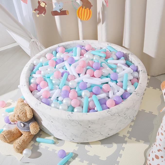 STARBOLO Ball Pit Balls for Kids -120pcs Crush Proof Plastic Macaron Toy Balls for Ball Pit, Ball Pit Play Tent, Baby Pool Water Toys, Birthday Party Decoration, Photo Props