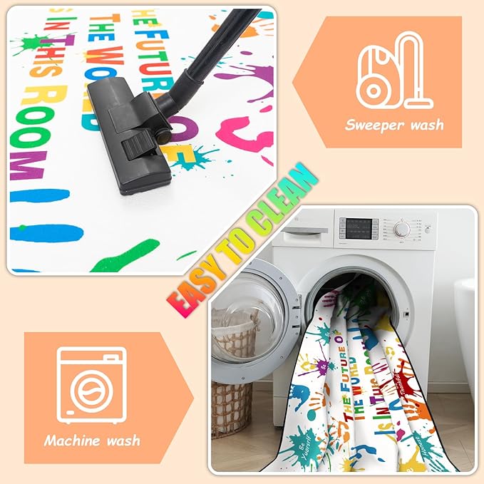 Colorful Handprints Kids Rug for Playroom,Large Area Rugs for Classroom,Non-Slip Rugs for Babies and Infants,Play Rug for Kids Bedrooms,Ultra Soft Carpet Play for Nursery Washable 59 X 78.7 inch