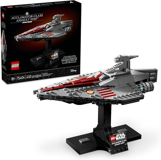 LEGO Star Wars: Attack of The Clones Acclamator-Class Assault Ship Building Set for Adults - Star Wars Collectible Set with Display Stand - Iconic Star Wars Ship Building Kit - 75404
