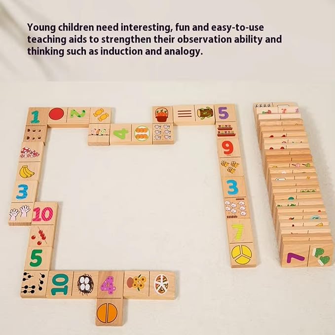 Wood Scrabble Tiles, Dominoes Set Tile Board Game in Aluminum Carry Case Games with Colorful Trains for Family Game Night, for Adults & Kids Ages 8+