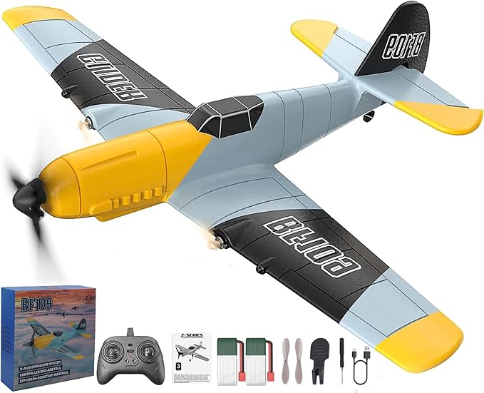 RC Plane Toy Drones 3 Channel BF-109 Airplane,2.4GHz 6-axis Gyro Stabilizer RTF Glider Aircraft Plane or Beginners Adults Kids with Xpilot Stabilization System Fighter