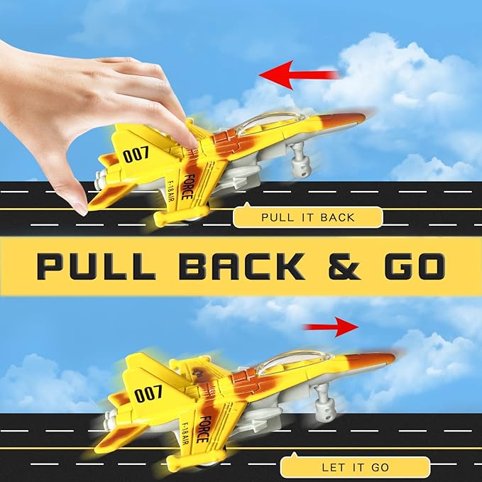 OTONOPI Fighter Jet Toy Model Airplane Playset Aircraft Plane Military Air Force Set Diecast Pull Back Toy Planes F-15 F-16 F-18 Model Birthday Gift for Boys Toddler Kid Girl Age 3+ Party Favor 8 Pack
