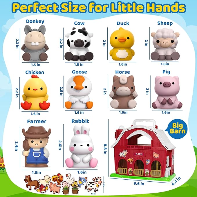 KMUYSL Toys for 1 2 3 Years Old Boys Girls, Big Red Barn Farm Animal Playset for Boys Girls, Learning Montessori Toys, Christmas Birthday Easter Gift for Baby Kids Toddlers Age 12-18 Months