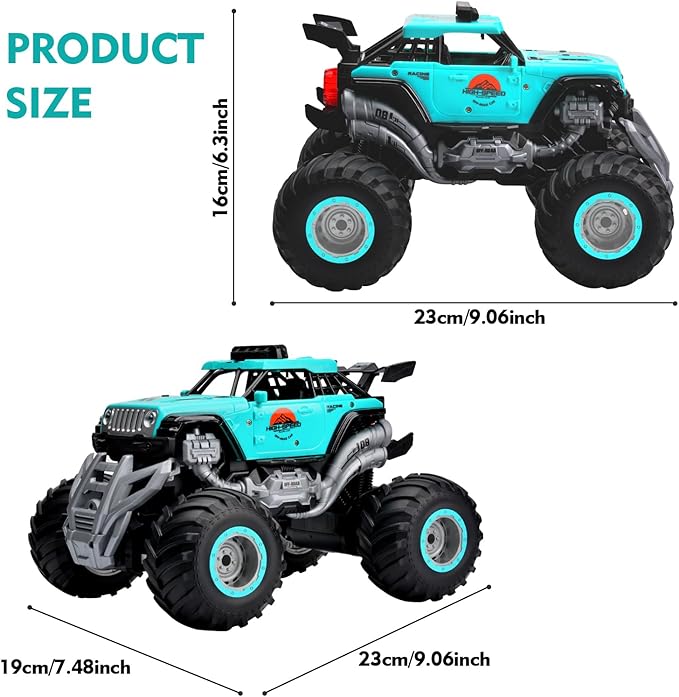 Remote Control Monster Truck, 2.4GHz All Terrain RC Cars, Remote Control Monster Car, Spray Music RC Truck for Boys 4-7 8-12 and Girls