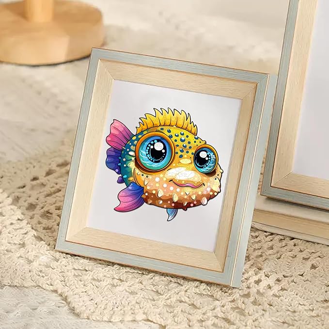 Fish Wooden Puzzles for Kids,100 Pieces Unique Shaped Jigsaw Puzzles for Adults and Children,Family Game,Birthday and Children's Day Gifts,7.67x8.4 Inches