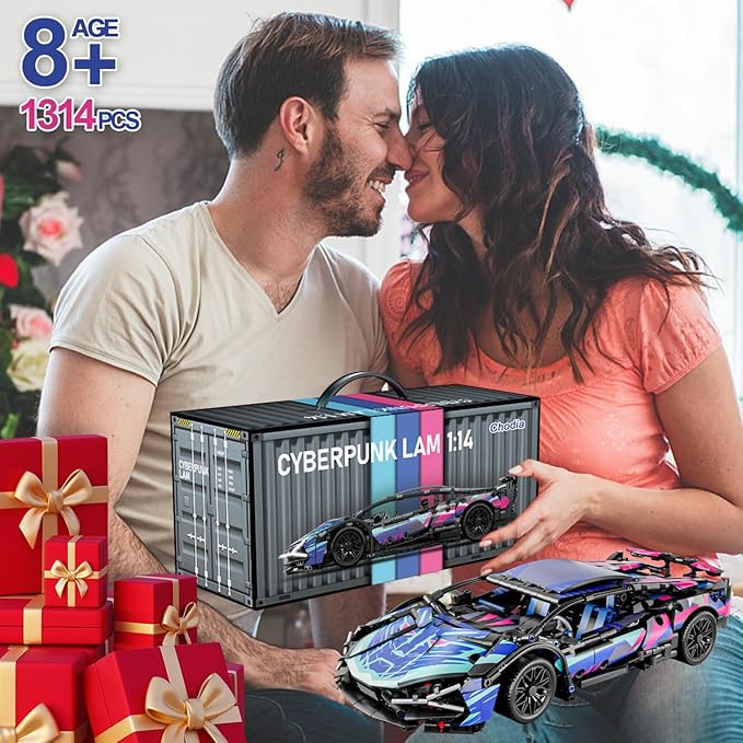 Sport Race Car Building Block Sets for Adults Boys,Remote Control APP Supercar Toys Kits with LED Lights 1:14 Collectible MOC Contruction Birthday Gift for Teens Age 8-12 12-16,14 14+(1314 PCS)