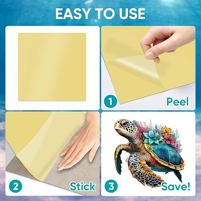 Wooden Puzzles for Adults, Coral Sea Turtle Jigsaw Puzzles 200 Piece, Unique Shape Puzzles for Adults and Kids, Fun Challenging Puzzles Family Game Gift, Medium Size 11.2 x 10.9 Inches