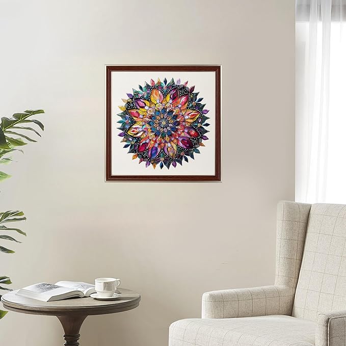 Wooden Jigsaw Puzzles - Diamond Mandala Wooden Puzzles for Adults, 500 Pcs King Size 16.7'' x 16.7'', Luxurious Shaped Wood Puzzle, Beautiful Package, Best Gift for Adults and Kids, Family Game