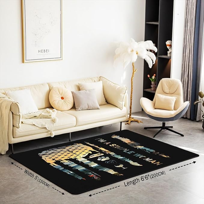 Erosebridal USA Flag Area Rug 5x7 Summer Camping Rug Adults Ocean Camper Wine Flip Flops Dog Paw Print Carpet Tropical Coastal Sunsets Black Non Slip Indoor Floor Mat