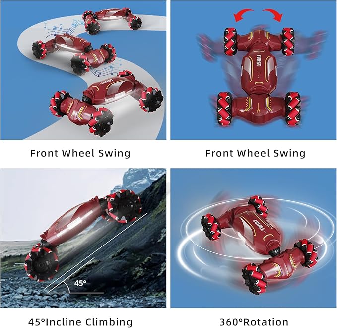 Gesture Sensing RC Stunt Car - Hand Controlled Remote Control Car 4WD Offroad 360° Rotation with Light Music, RC Drift Car Toys for 6-12 Year Boys, Cool Birthday Gifts for Kids