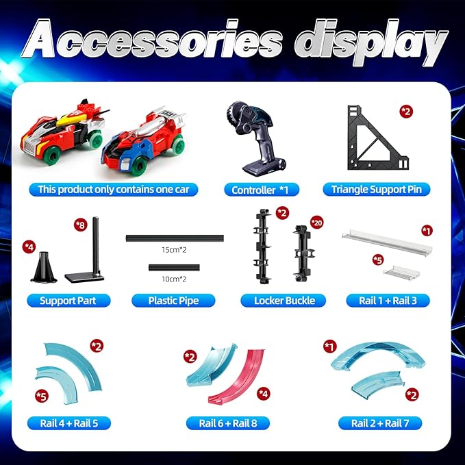 Remote Control Rail car Magnetic DIY Versatile Assembly Slot Cars Children's Competitive Race Track Toys STEM Parent-Child Boys and Girls Gifts (Upgraded Bicycle Version)