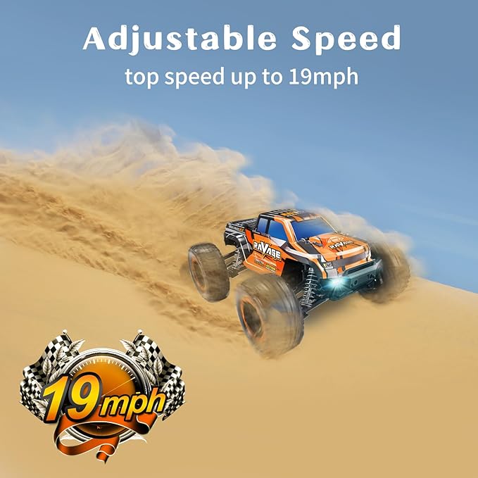 Loolinn | Durable RC Cars - Hobby Grade, 1:16 Scale RC Truck, Adjustable Speed, Off-Road, Top Speed 19mph, 4WD - Upgradeable Remote Control Car Gifts for Boys and Adults