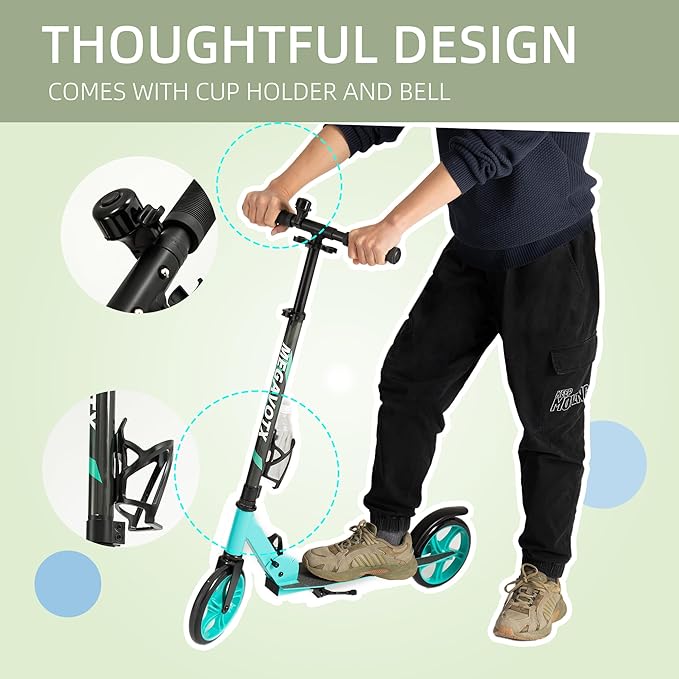 Kids & Adults Kick Scooter – 2 or 3 Wheel Options (LED on 3-Wheel) for Outdoor Fun & Commuting, Foldable and Portable, Adjustable Handle, Anti-Slip Deck (Ages 3 to Adult),Birthday Gift