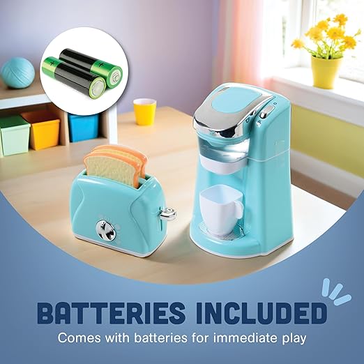 Constructive Playthings My Kitchen Series, Kids Play Toaster, Toy Coffee Machine for Imaginative Play, Learning Toy for Children Ages 3+