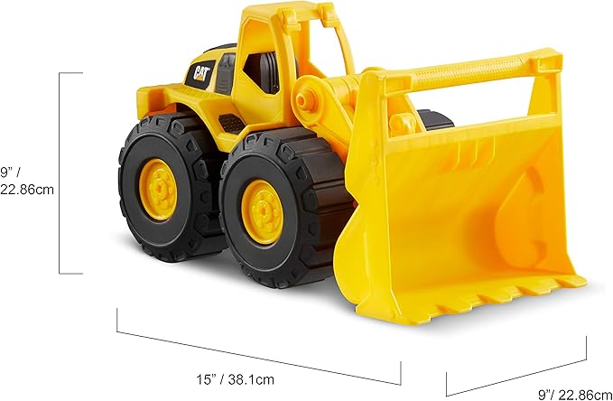 CAT Construction Toys, 15" Front Loader Construction Toy, Ages 2+, Sturdy Plastic, No Batteries Required, Tough Rigs Series