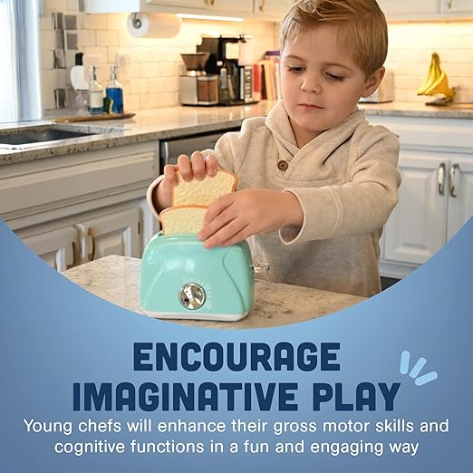 Constructive Playthings My Kitchen Series, Kids Play Toaster, Toy Coffee Machine for Imaginative Play, Learning Toy for Children Ages 3+