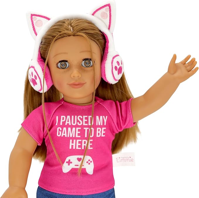 Playtime by Eimmie 18 Inch Doll Clothes and Accessories - Gamer Girl Outfit with Shoes, Clothing Sets & Stuff - Fits American, Generation & Other 18" Dolls for Girls
