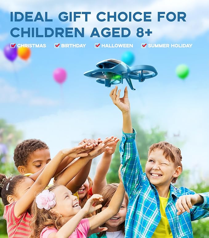 SYMA Remote Control Helicopter, 2.4Ghz Aerobatic Drone with Altitude Hold, One Key Take Off/Landing, Headless Mode, LED Lights, Ideal Gift for Kids, Bule