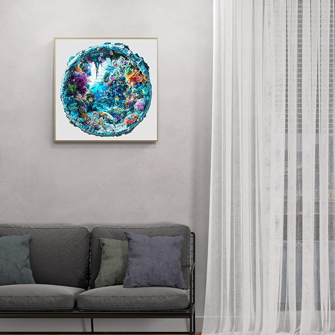 Wooden Puzzle for Adults-Wooden Puzzle Unique Shape Advanced 3D Seabed Wooden Jigsaw Puzzle for Adults and Kids,Best Gift,Wood Puzzles,Challenge Wooden Jigsaw Puzzle (M-11.4 * 11.1in-200pcs)