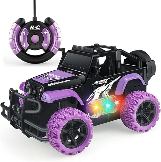 Remote Control Car for Girls, 1:20 Scale Rc Cars Remote Control Truck Car Toy Vehicles for Kids Age 3-5, Rc Truck Racing Car with 3 Color Lights for Kids 5-7 8-12 Birthday Gift, Purple