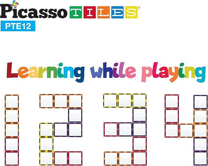 PicassoTiles Mirror Magnetic Building Tile Blocks, Construction Sensory Gifts Magnets Expansion Square Set, Toddler Magnets, Educational Toys for 3+ Year Old, Kindergarten Toys, Stacking Blocks