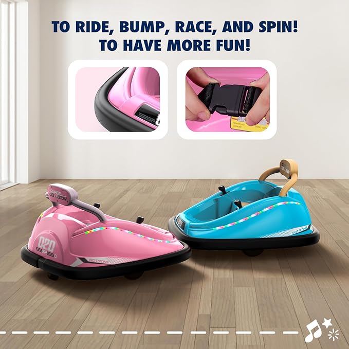 Bumper car, 12V Electric Kids-Bumper car Ride Toys with Remote and Music Function, Perfect Kids Gifts Baby Bumper car for Toddlers Ages 1-6 for Birthday, Children's Day, and Christmas,Red