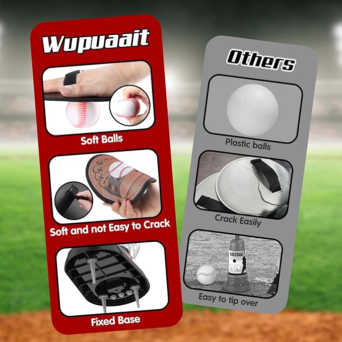 T Ball Set for Kids Toddlers 3-5, Toss and Catch Ball Game Outdoor Toys with Fixed Tee Ball Stand, Baseball Launcher, Softballs and Beginner Glove, Sport Toy Gift Idea for Boys and Girls