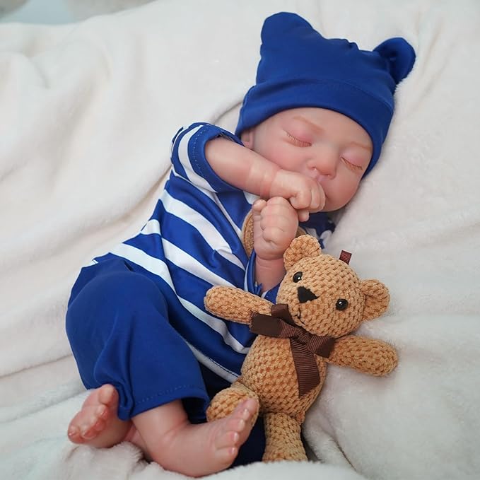 17" Lifelike Reborn Sleeping Baby Boy Doll Hardy, Realistic Newborn Baby Dolls, That Look Real for 3+ Year Old