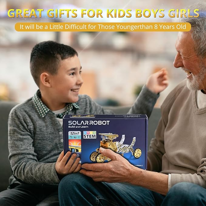 STEM Toys for Kids Age 8-13, 12-in-1 Solar Robot Building Science Kits for Boys Girls Teen Age 9 10 11 12, Engineering Christmas Birthday Gifts for 8+ Year Old Boys