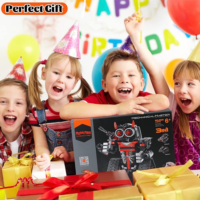 BEMITON Robot Building Toys STEM Projects for Kids Ages 6-10 8-12 and up, 3 in 1 Remote Control Car Coding Set, Educational Robotics Science Kit, Birthday for Teen Boys Girls