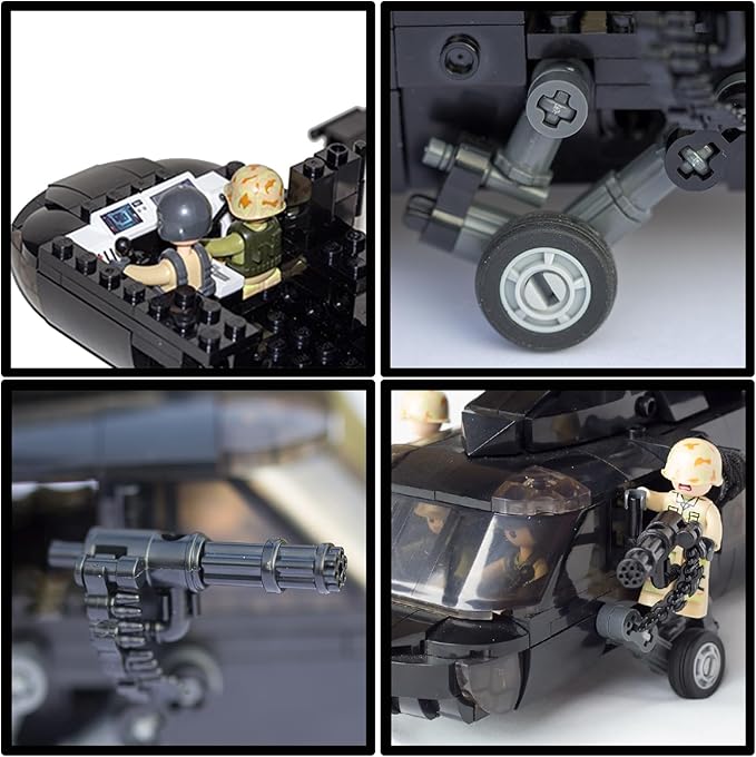 UH60 Black Hawk Helicopter Model, Military Plane Building Block Sets (660 Pieces) for Army Airplane Lovers, Kids (8+Years) and Adults
