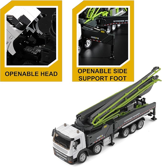 Concrete Pump Truck Construction Vehicles Toys,1:50 Scale Diecast Site Concrete Pump Truck, Toy Trucks for Kids (Green)