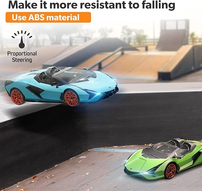 MIEBELY Lamborghini Remote Control Car, 1:12 Scale Lambo Toy Car 7.4V 900mAh Officially Licensed 12Km/h Fast Rc Cars with Led Light 2.4Ghz Model Car for Adults Boys Girls Birthday Ideas Gift - Blue