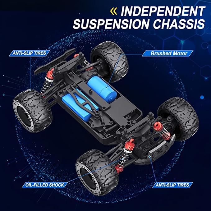 1:16 Scale RC Car for Beginners - 40MPH High Speed, 4X4 Waterproof Monster Truck with 2 Batteries & Tools - Best Gift for Boys 8-14
