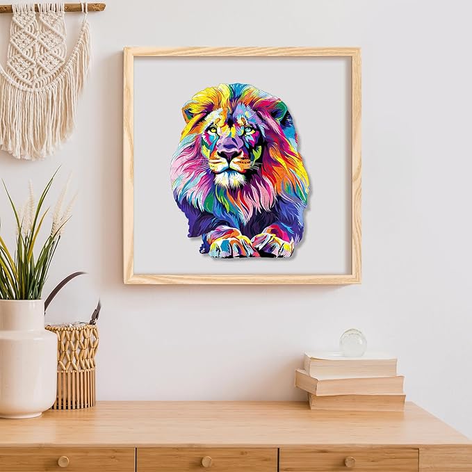 Unique Wooden Jigsaw Puzzles - Lion, 500 Pcs King Size 13.4'' x 16.9'', Luxurious Animal Shaped Wood Puzzle, Beautiful Package, Best Gift for Adults