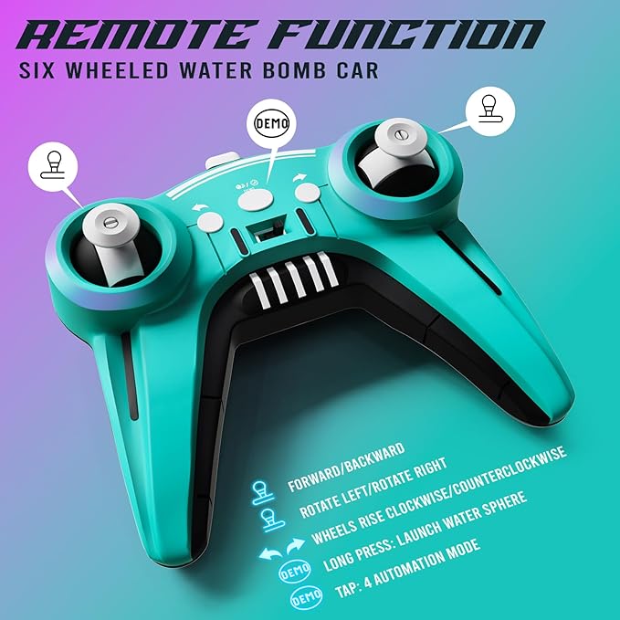 Remote Control Car for Kids, RC Cars Toys for Ages 8-13, 2.4GHz 360° Rotation 6WD RC Stunt Car Water Bomb Toy Birthday Gifts for 6 7 8 9 10 11 12 Year Old Boys Girls (Green)