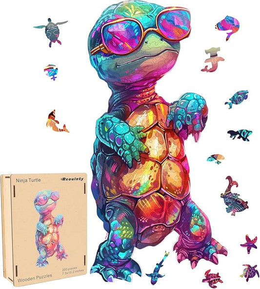 Wooden Puzzle for Adults, Ninja Turtle Wooden Jigsaw Puzzles (11.7 * 23.6in-500pcs), Unique Shape Animal Adult Puzzles,Irregular Wood Puzzles Best Gift for Adults and Kids Family Game