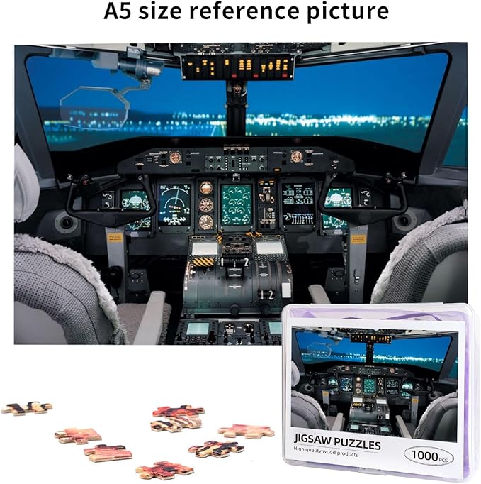 1000 Pieces Airplane Cockpit View Jigsaw Puzzle,Fun Educational Toy for Kids Ages 12,Teens & Families.Educational Games Home Decoration Puzzle,Size 29.5'' X 19.7'', Airplane Puzzle