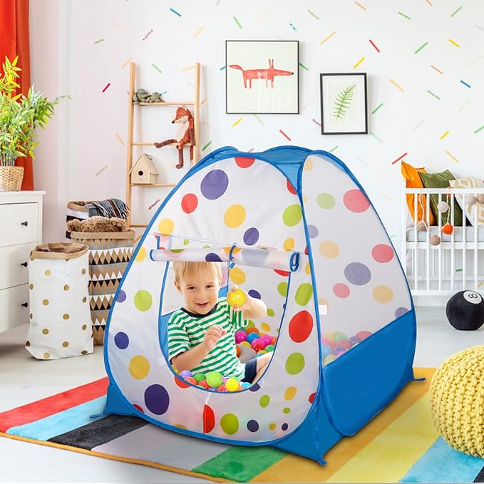 EocuSun Pop Up Playhouse, Ball Pit Kids Play Tent for Indoor & Outdoor, Foldable Tent for Kids Girls & Boys Toys (Balls Not Included) (Blue)