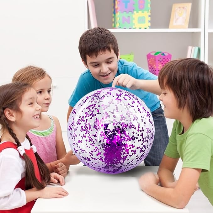 12 Pack Inflatable Beach Balls Bulk 16" Glitters Pool Toys Balls for Pool, Beach, Summer Pool Party - Swimming Pool Game Water Beach Toys Kid Party Favor Summer Decorations Blow Up Grape Beach Ball