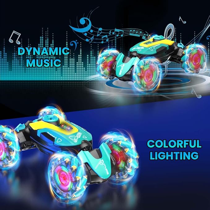 Gesture RC Car, 2.4GHz 4WD Gesture Sensing RC Stunt Car Toys for Aged 6-8-12 Boys Girls, Drift Hand Controlled Remote Control Twist Cars Off Road 360° Rotation with Lights Music