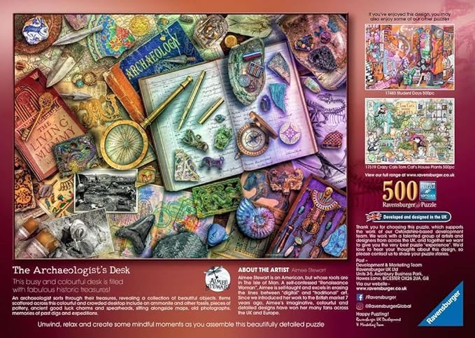 Ravensburger Aimee Stewart The Archaeologist’s Desk 500 Piece Jigsaw Puzzle for Adults and Kids Age 10 Years Up