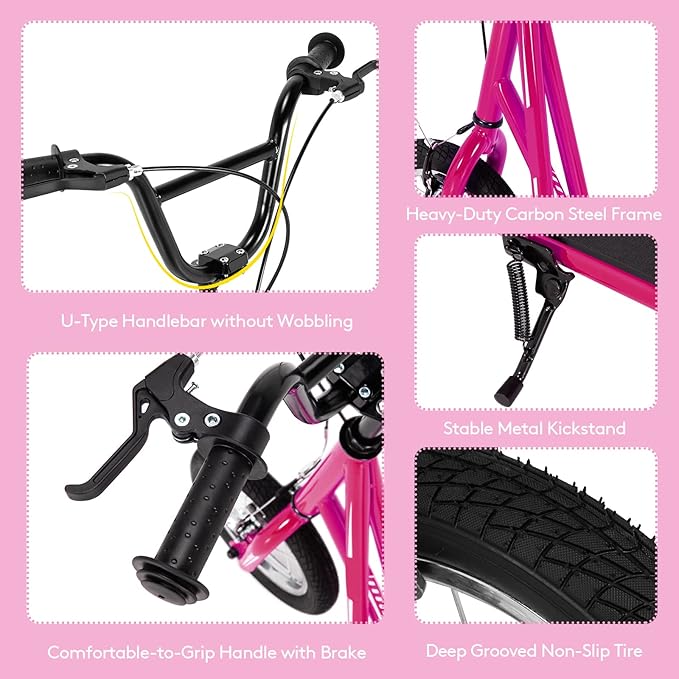 Goplus Youth Kick Scooter, Kids Kick Scooter W/ 12-Inch Air Filled Wheels, Carbon Steel Frame, Adjustable Handlebar, Front and Rear Dual Brakes, Ride On Toys for Adults Teens 8+