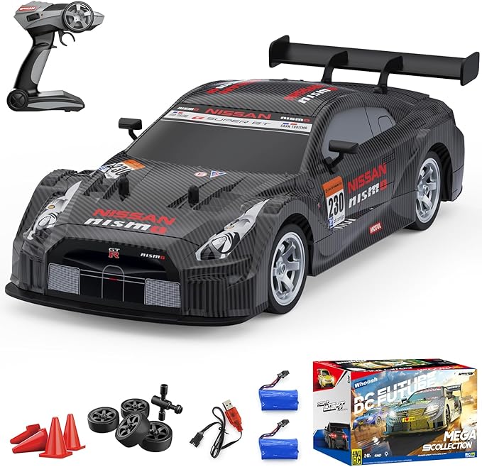 Dollox RC Drift Car 1/16 Scale Remote Control Car 2.4GHz 4WD 30+KM/H High Speed Vehicle with LED Lights, Extra Drifting Tires Racing Black Vehicle Toys Birthday Gifts (191AB) (Black&Red)