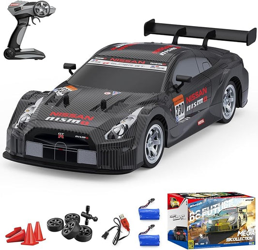 Dollox RC Drift Car 1/16 Scale Remote Control Car 2.4GHz 4WD 30+KM/H High Speed Vehicle with LED Lights, Extra Drifting Tires Racing Black Vehicle Toys Birthday Gifts (191AB) (Black&Red)