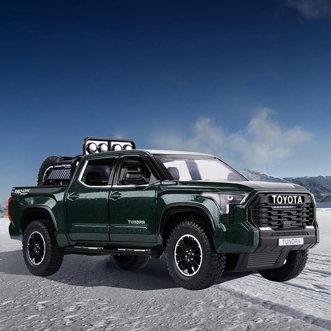 SASBSC Tundra Truck Toys for 3 4 5 6 7 Year Old Boys Off-Road Pickup Toy Trucks for Boys Age 3-5 Diecast Metal Trucks with Light and Sound Pull Back Toy Cars Birthday Gift for Kids Green