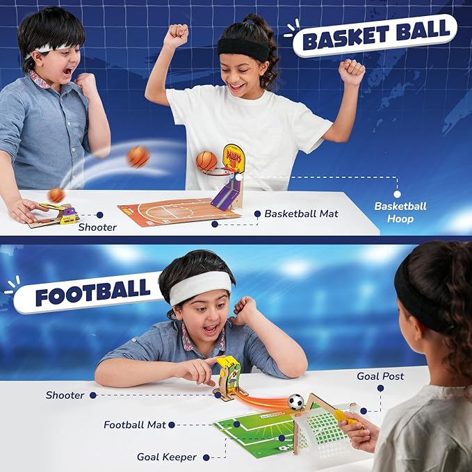 Smartivity 3in1 Basketball, Soccer, Bowling I Indoor Sports Game for Kids 6-12 Years Old I for Boys & Girls | DIY STEM Toy for Kids 6,7,8,9,10,11,12, Years I Wooden Construction Kit