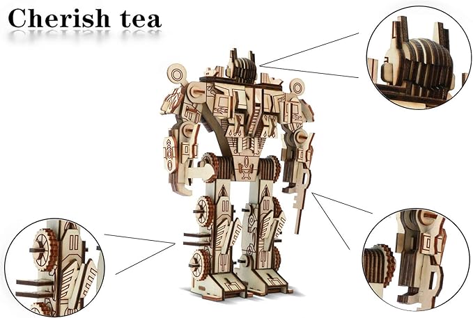 3D Wooden Robot Puzzle,4 Piece Set Wood Crafts DIY Assembly Puzzle,Wooden Robot Model Kits,3D Wood Toys for Adults Man Teens Boys Kids Birthday